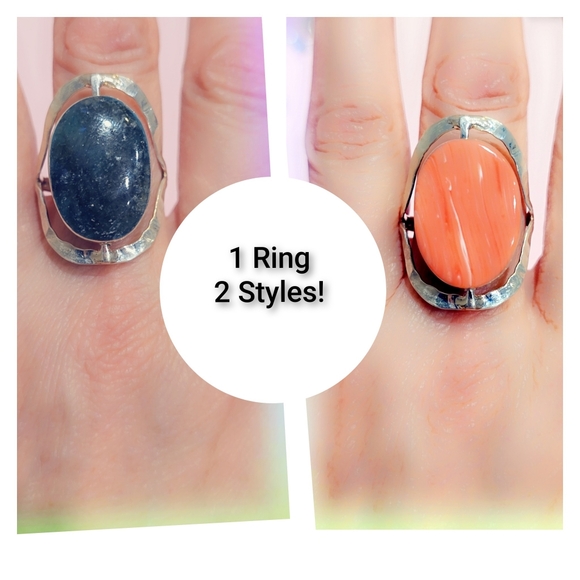 Reversible 2 Stone Sterling Gemstone Ring